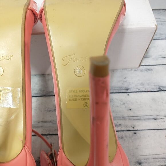 Women's SZ 10 Forever Pink Sandals High Heel Stilettos Buckle - Picture 6 of 10